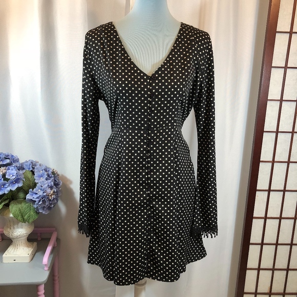 American Rag Dresses & Skirts - American Rag Black White Polka Dot Boho Dress, L